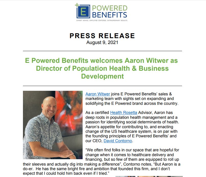 Welcome to the team Aaron Witwer!